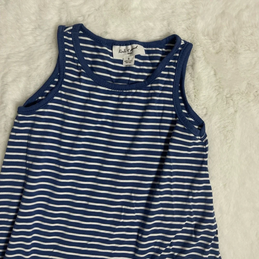 Kiwi + Punch Kids Girl's Navy Blue White Striped Sleeveless Dress‎ Size Small